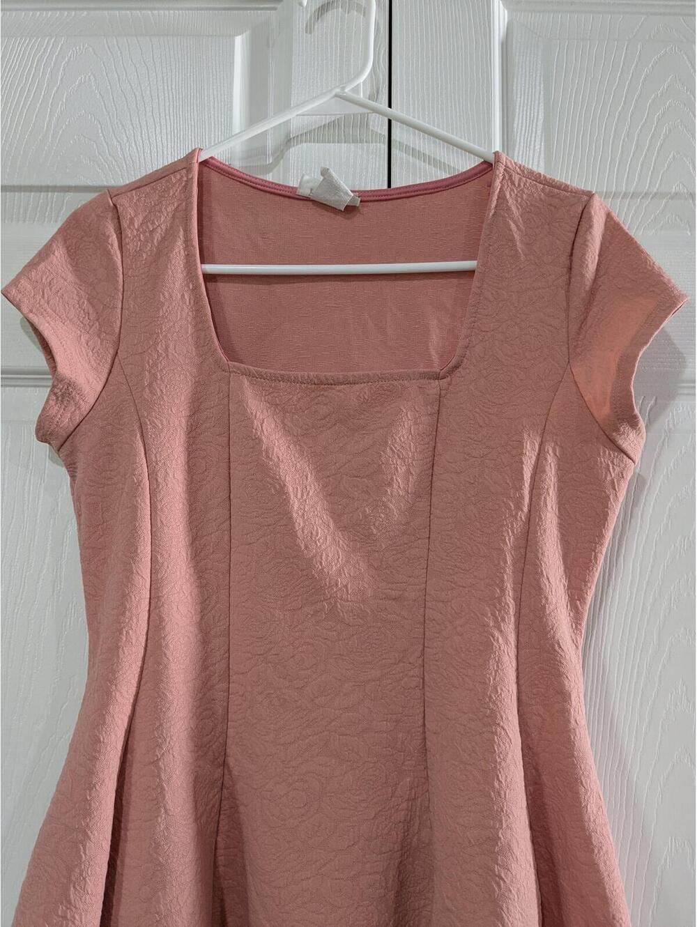 Poetry Women's Jacquard Peplum Top, Coral, Size Small, Cap Sleeve, Square Neck - Picture 4 of 8